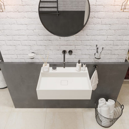 Solidbliss 24" Wall Mounted Washbasin With Shelf at the Rear.