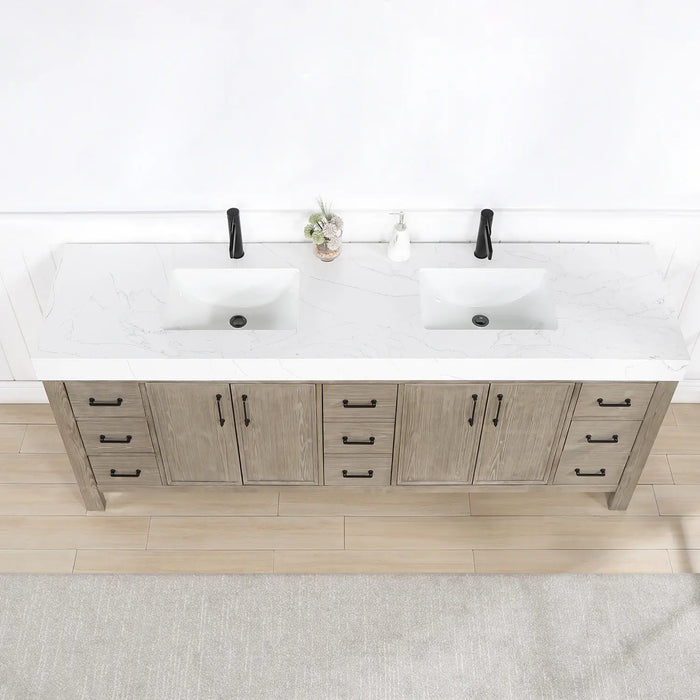 Vinnova León Free-standing Double Bathroom Vanity in Fir Wood with Composite top iand Optional Mirror