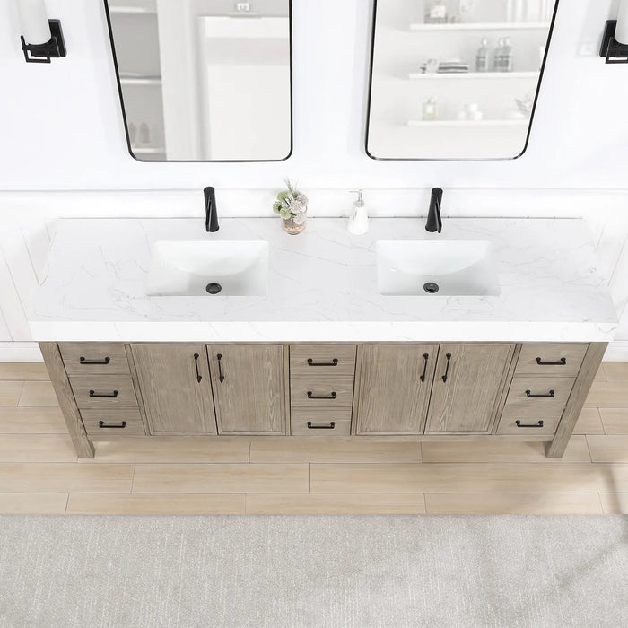 Vinnova León Free-standing Double Bathroom Vanity in Fir Wood with Composite top iand Optional Mirror
