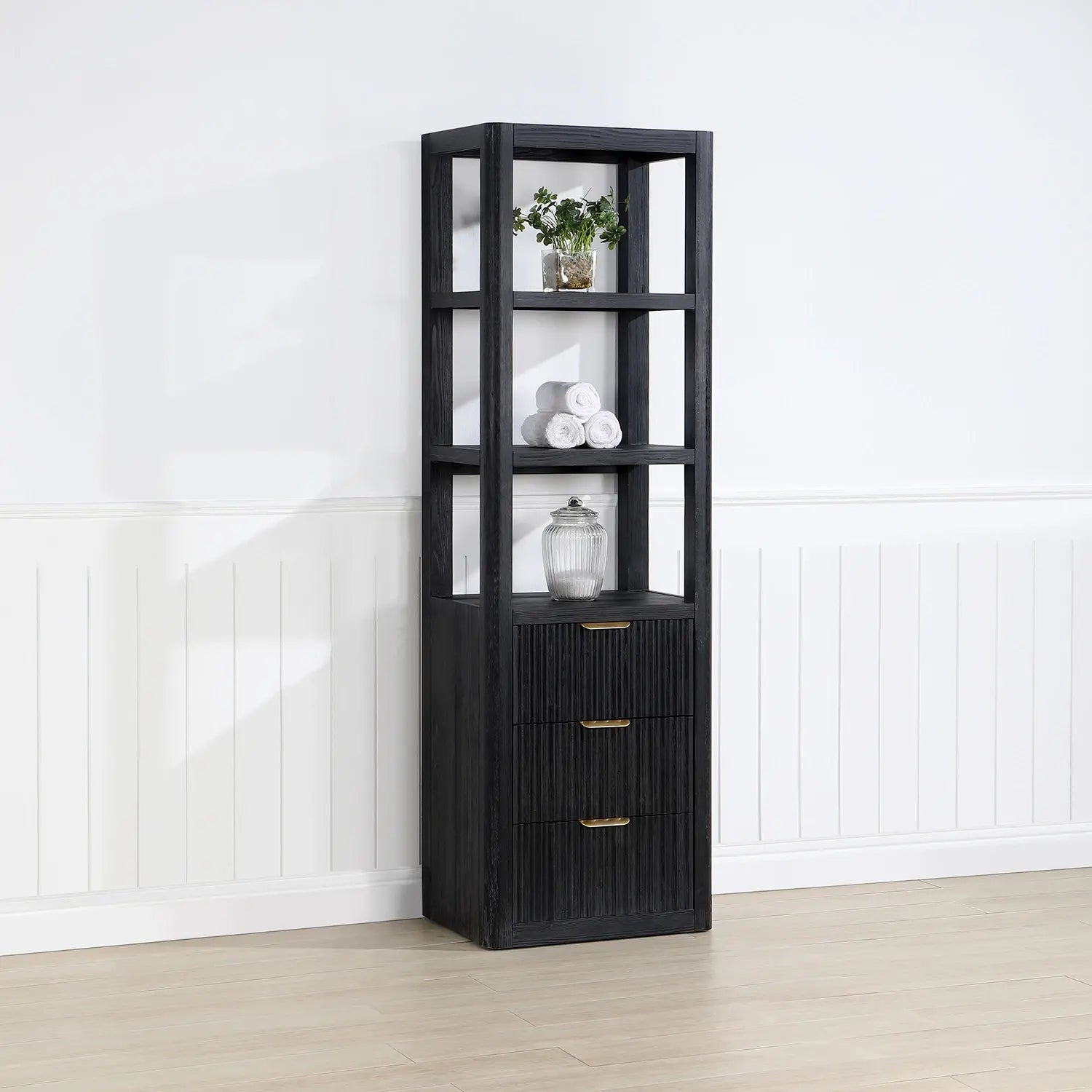 
  
  Vinnova Cádiz 22" Storage Cabinet in Fir Wood with 3 Drawers 3 Shelves for Bathroom and Living Room
  
