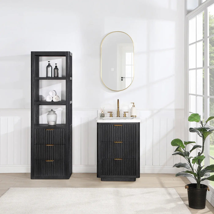 Vinnova Cádiz Free-standing Single Bathroom Vanity in Fir Wood with Composite top and Optional Mirror
