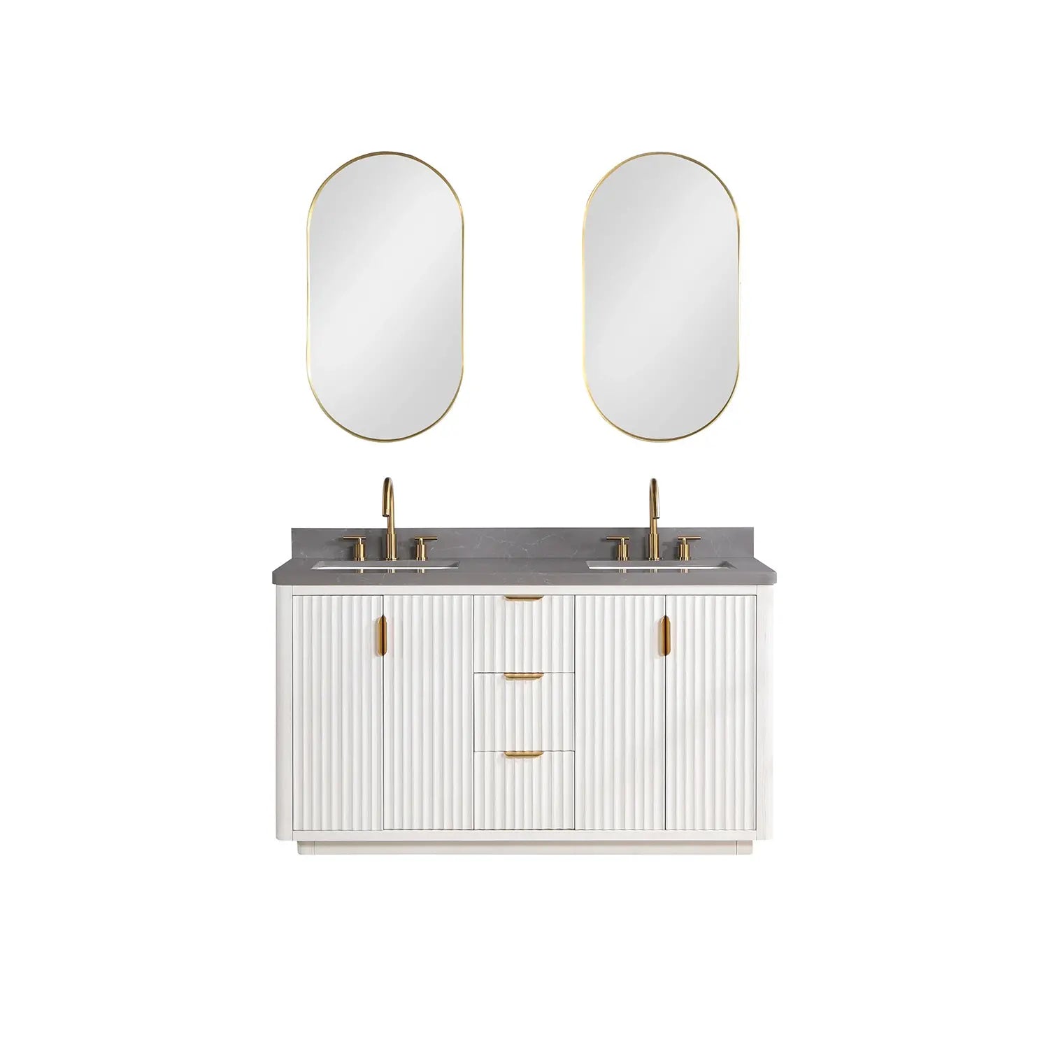 
  
  Vinnova Cádiz Free-standing Double Bathroom Vanity in Fir Wood with Composite top and Optional Mirror
  
