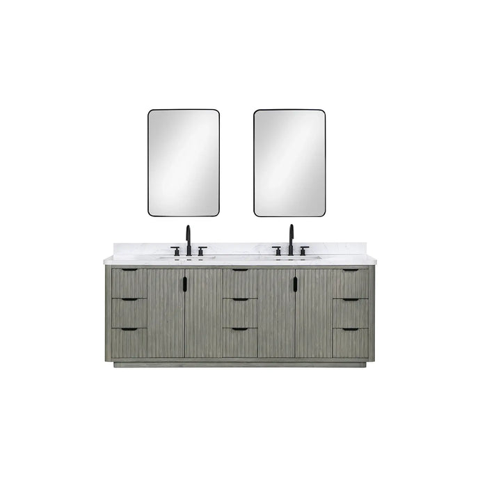 Vinnova Cádiz Free-standing Double Bathroom Vanity in Fir Wood with Composite top and Optional Mirror
