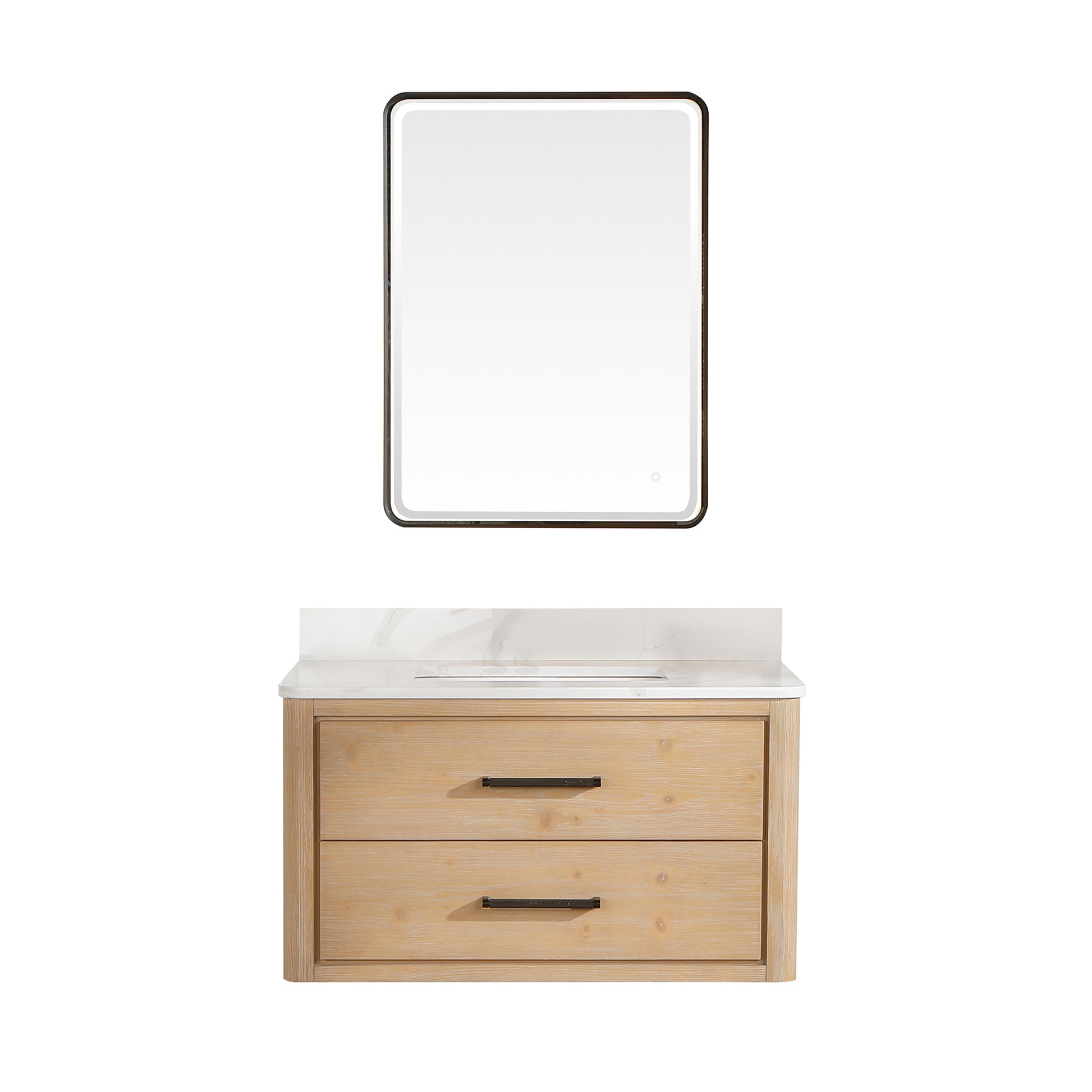 
  
  Cristo Floating Single Sink Vanity | 36", 48", 55" | Fish Maw White Quartz Top | Optional Mirror
  
