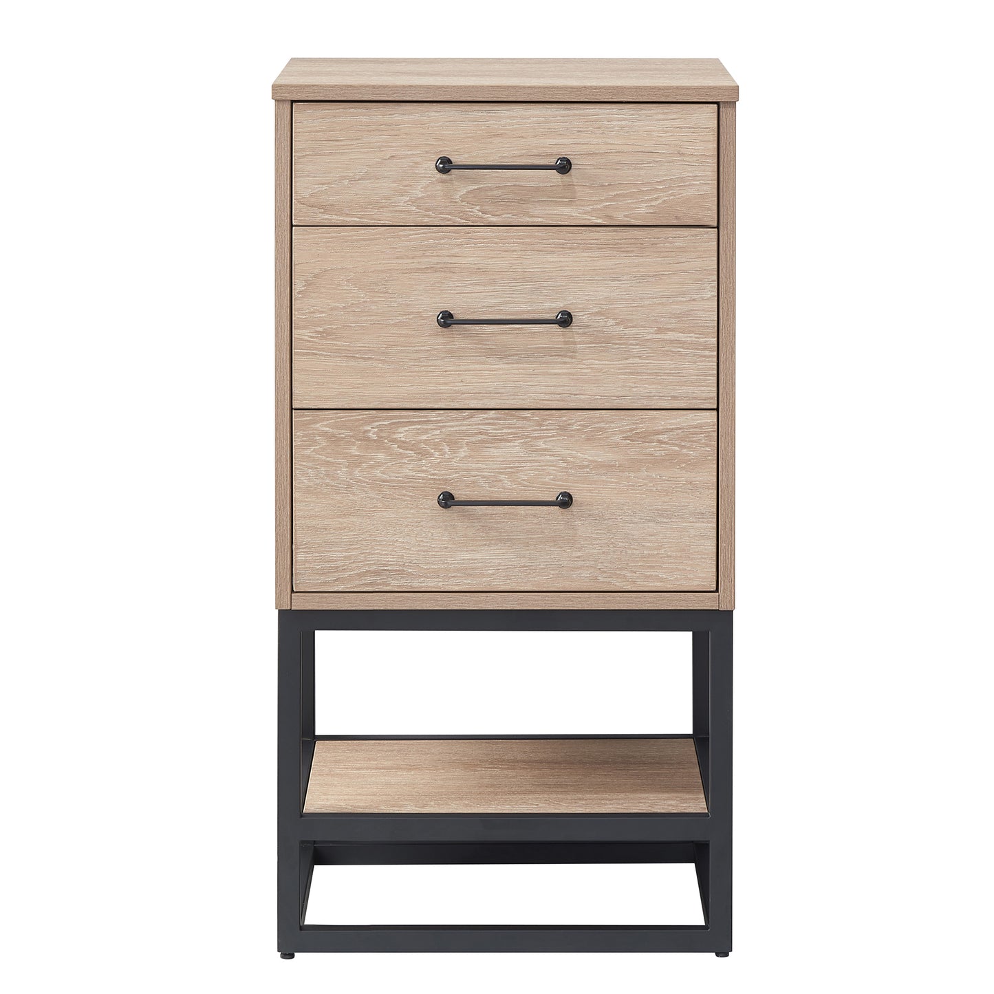 Alistair 19.7" Storage Cabinet in North American Oak Finish with 3 Drawers 1 Shelf for Bathroom and Living Room