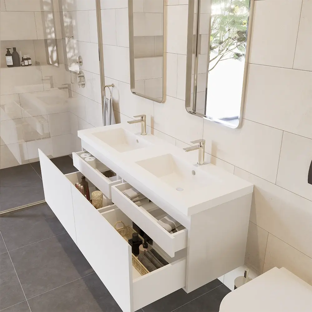 Alya Bath Prato Double Wall Mount Bathroom Vanity