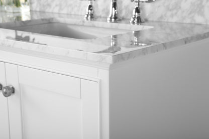 Ancerre Audrey Double Bath Vanity Set with Italian Carrara White Marble or Quartz Calacatta Laza Vanity top and White Undermount Basin