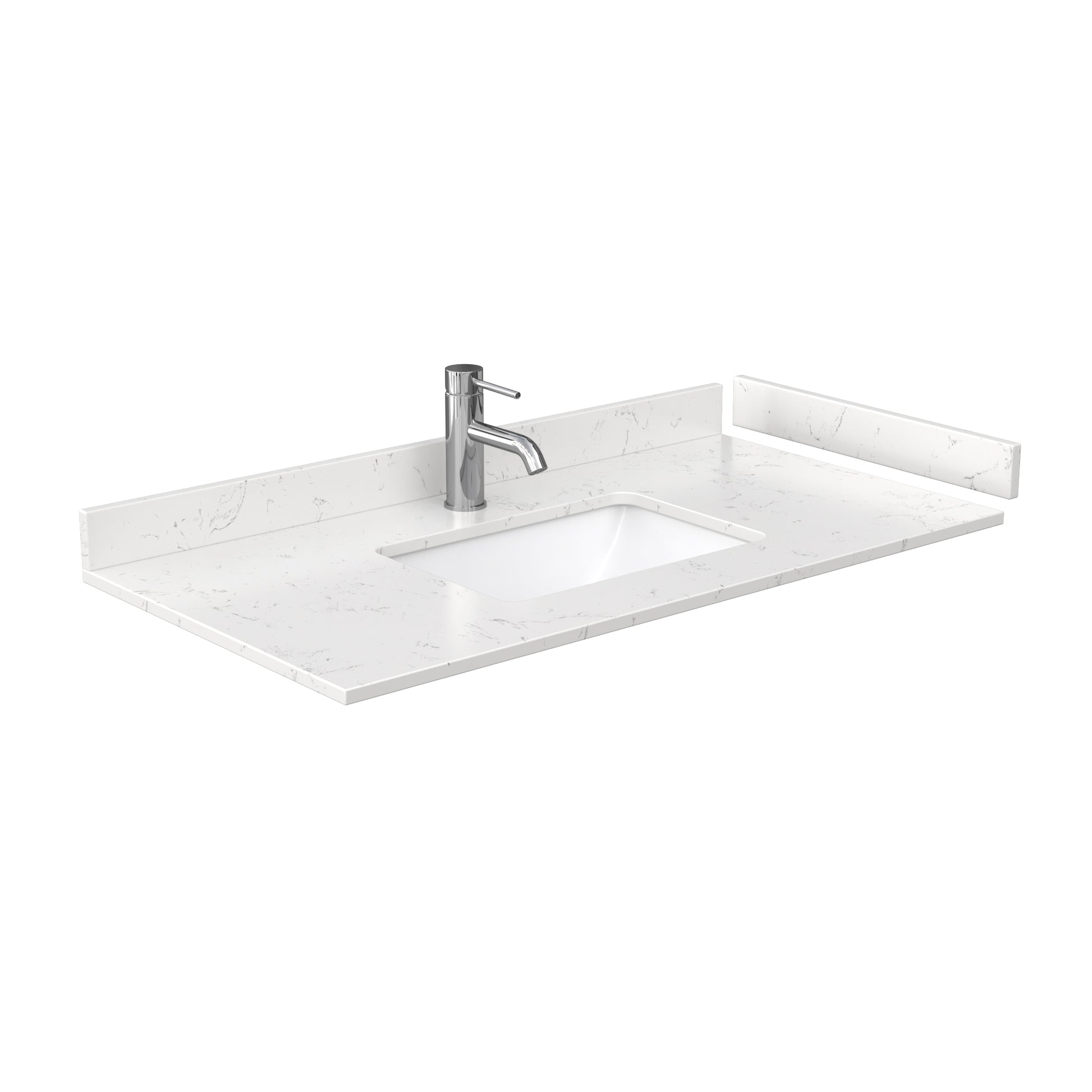 
  
  Amici Single Bathroom Vanity in White, with Cultured Marble, Undermount Square Sink, Optional Trim
  
