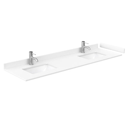 Amici 72" Double Bathroom Vanity in White, with Cultured Marble, Undermount Square Sink, Optional Trim
