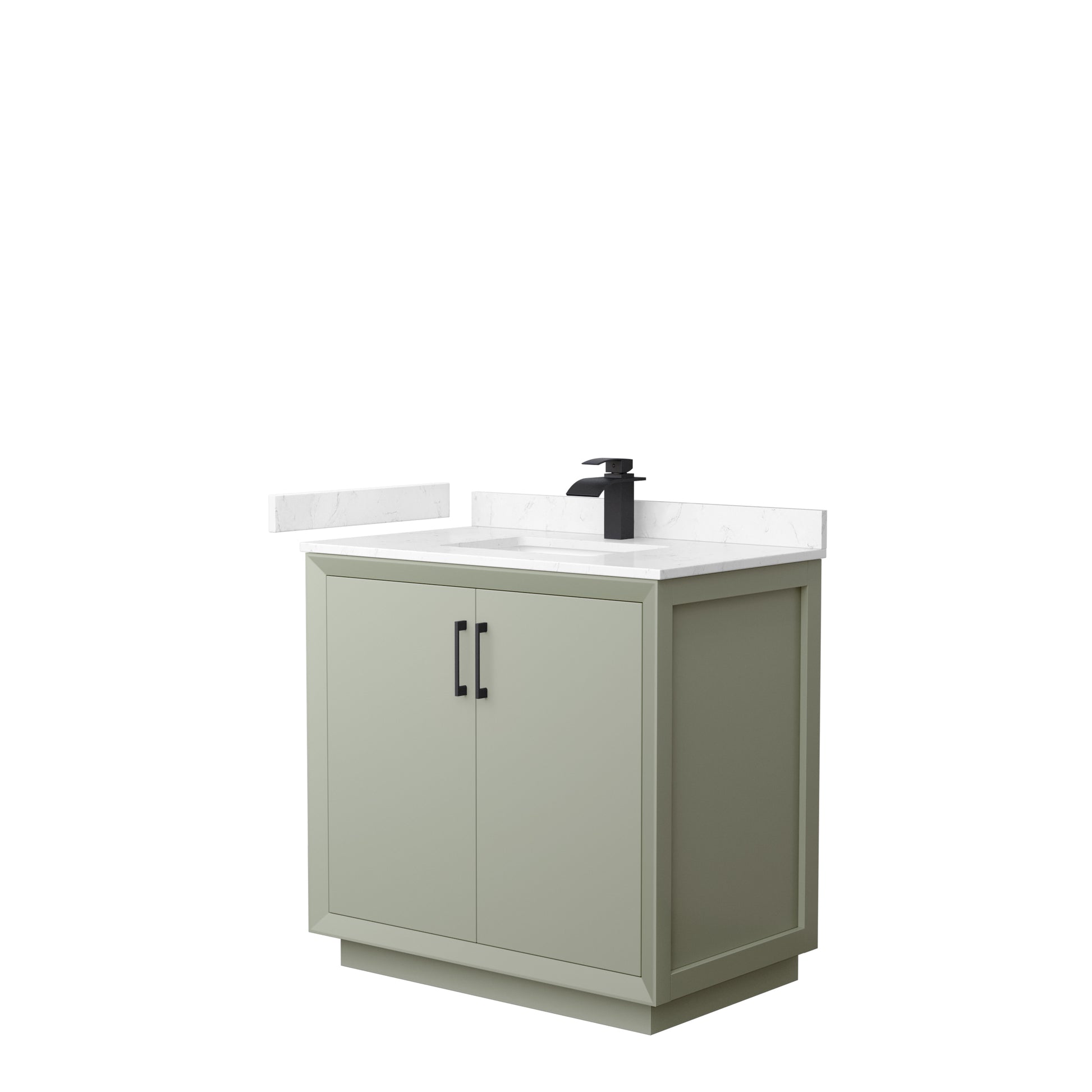
  
  Strada Single Sink Vanity with Carrara Cultured Marble, Undermount Square Sink, Optional Trim and Mirror
  
