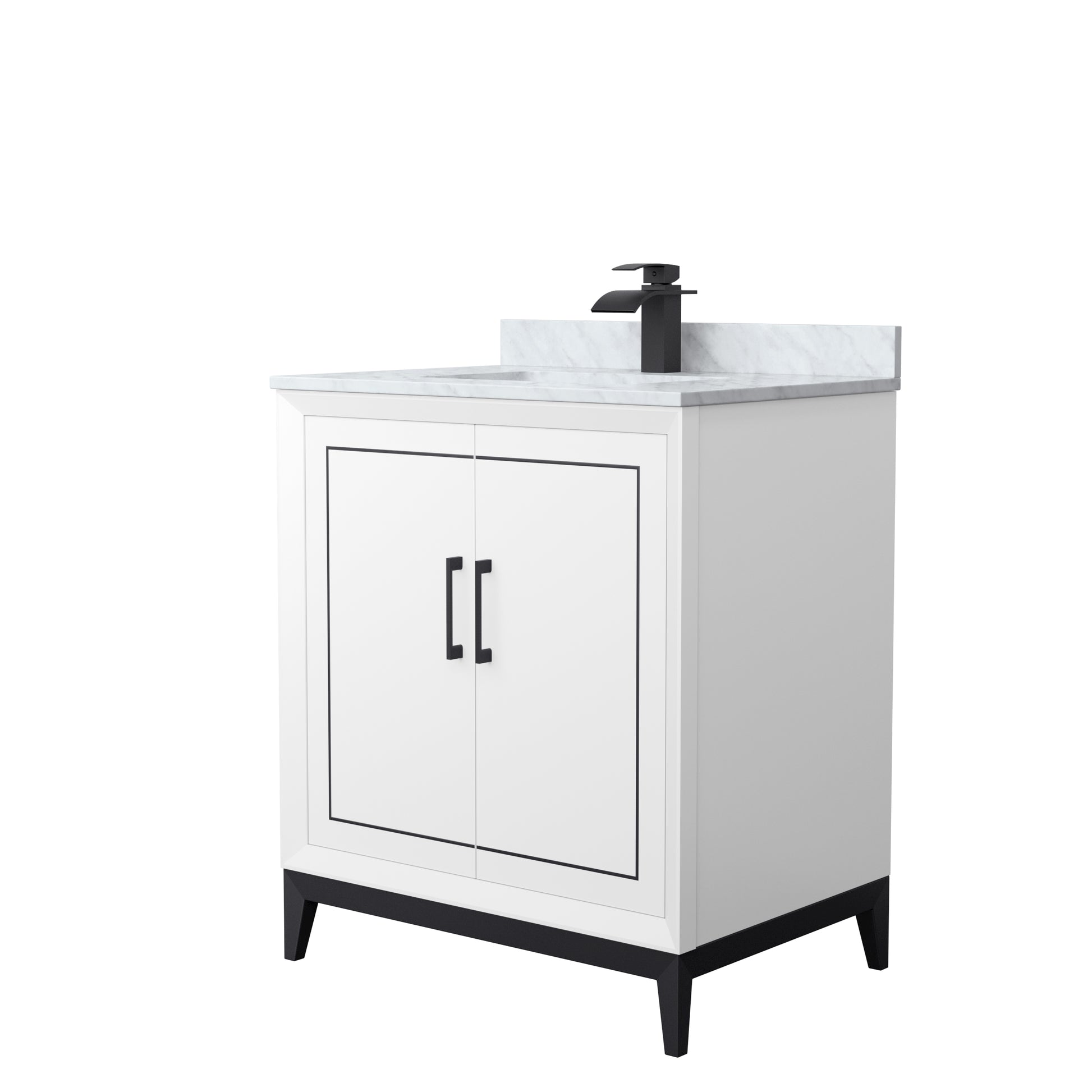 
  
  Marlena Single Sink Vanity with White Carrara Marble, Undermount Square Sink, Optional Trim
  
