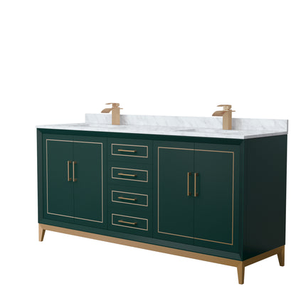Marlena 72" Double Sink Vanity with White Carrara Marble, Undermount Square Sink, Optional Trim