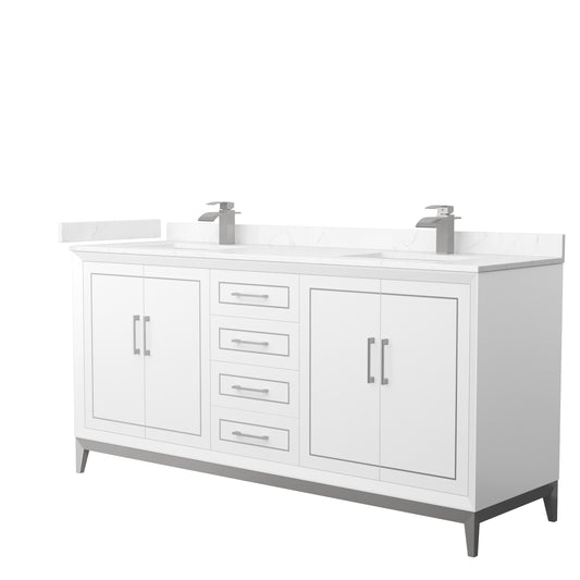 Marlena 72" Double Sink Vanity with Cultured Marble, Undermount Square Sink, Optional Trim