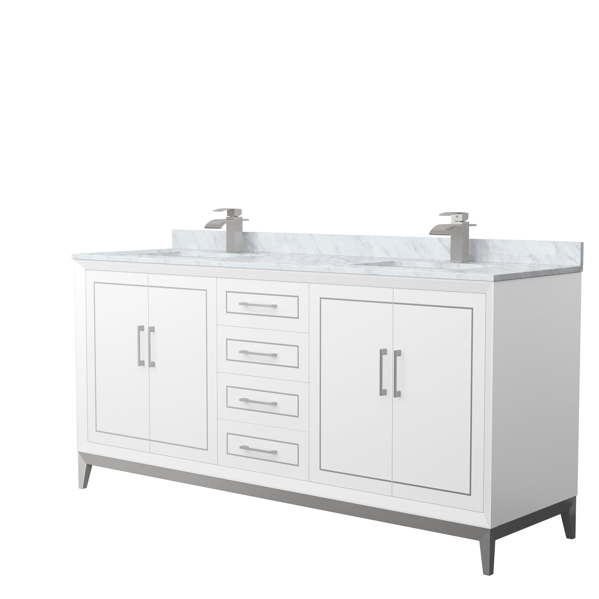 
  
  Marlena 72" Double Sink Vanity with White Carrara Marble, Undermount Square Sink, Optional Trim
  
