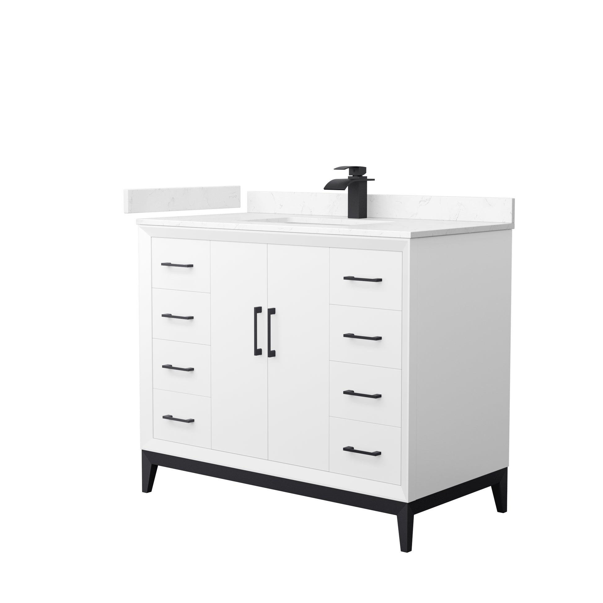 
  
  Amici Single Bathroom Vanity in White, with Cultured Marble, Undermount Square Sink, Optional Trim
  
