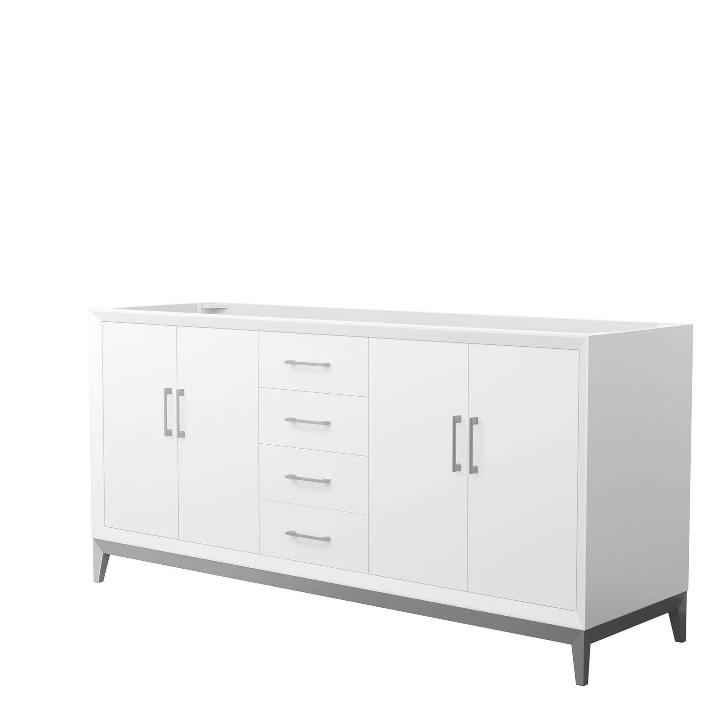 Amici 72" Double Bathroom Vanity in White, Base-Only, Optional Trim