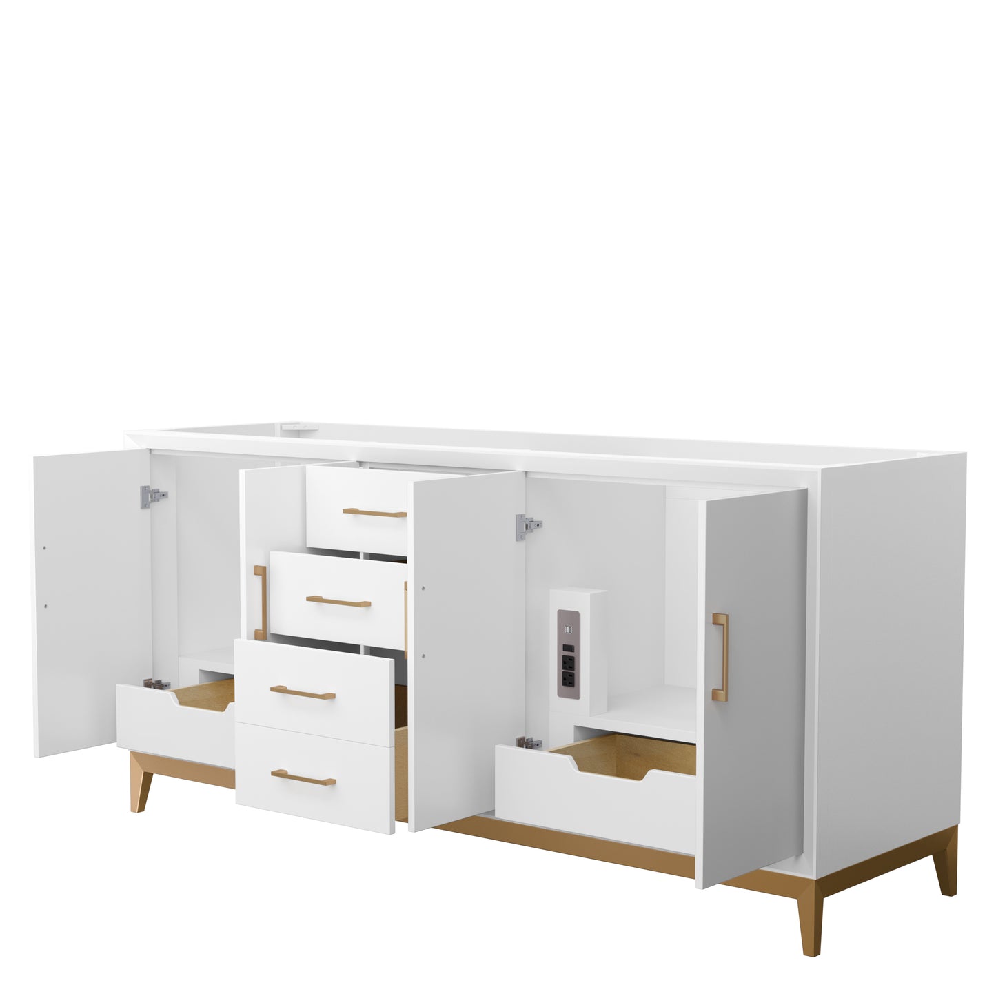 Amici 72" Double Bathroom Vanity in White, Base-Only, Optional Trim