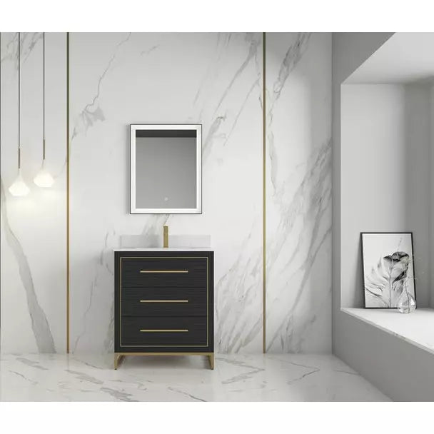 Alma Barsalona Single Bathroom Vanity Dawn grey , Golden Brass Hardware - Sea & Stone Bath