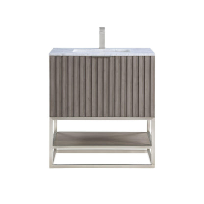 BEMMA Design Terra Single Bathroom Vanity Set in Graywash with White Quartz or Carrara Marble Top - Sea & Stone Bath