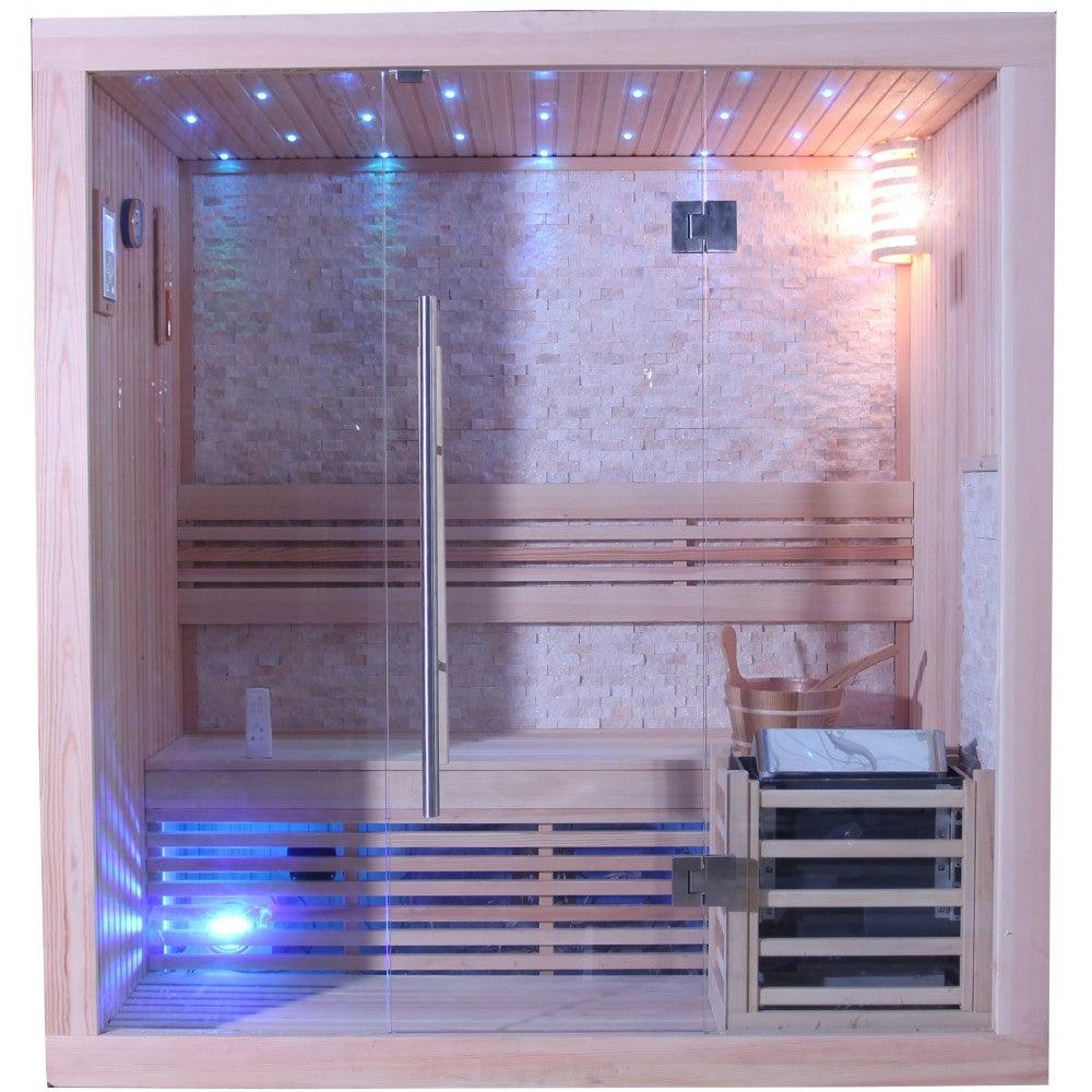 SunRay Westlake 3 Person Luxury Traditional Sauna - Sea & Stone Bath