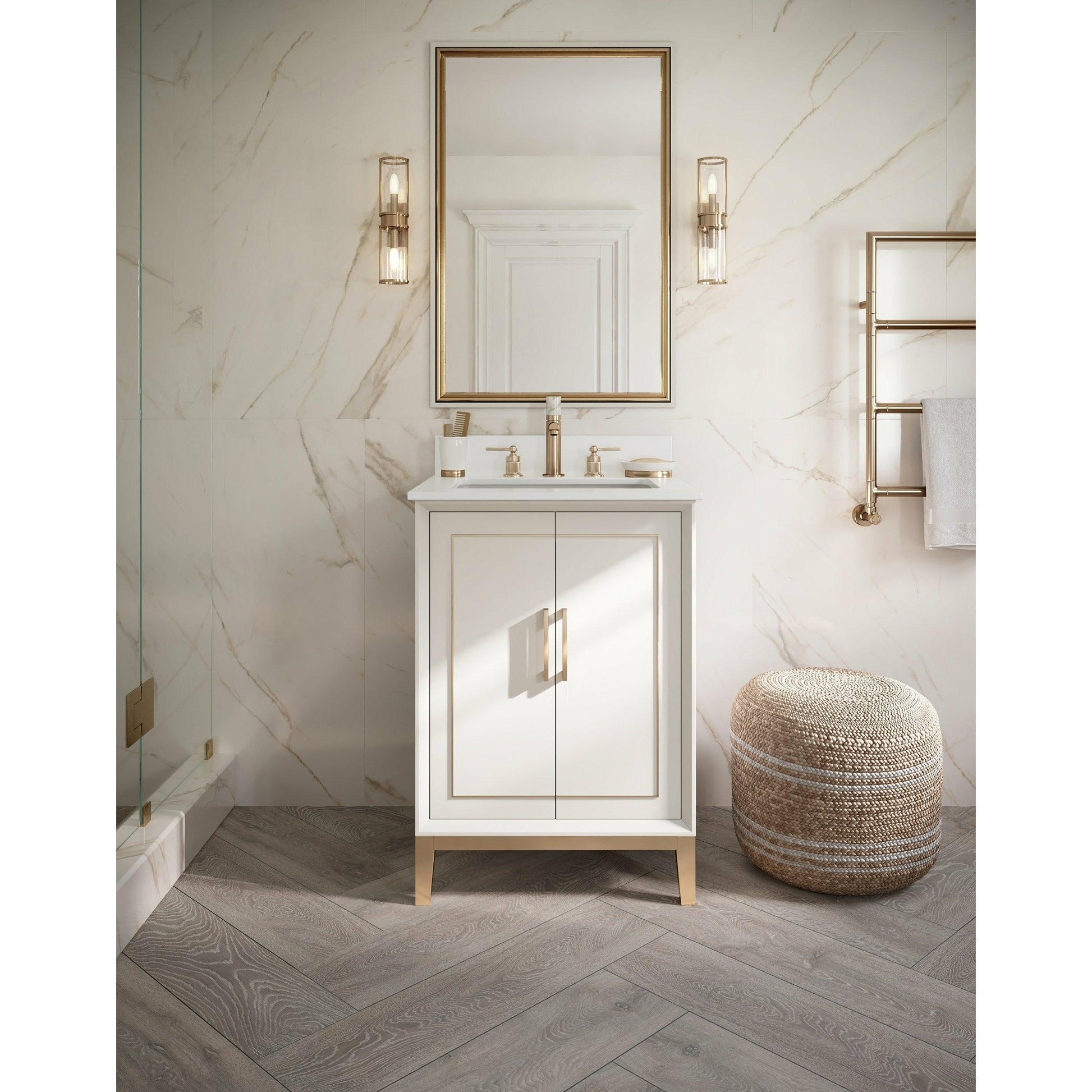 BEMMA Design Gracie Single Bathroom Vanity Set With White Quartz or Carrara Marble Top - Sea & Stone Bath