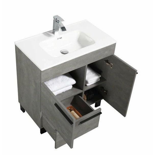 Alma Gill Cement Gray Vanity With A Porcelain Sink - Sea & Stone Bath