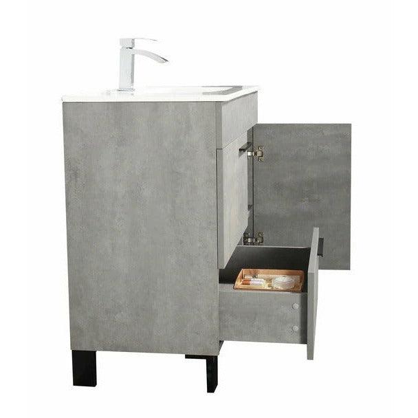 Alma Gill Cement Gray Vanity With A Porcelain Sink - Sea & Stone Bath