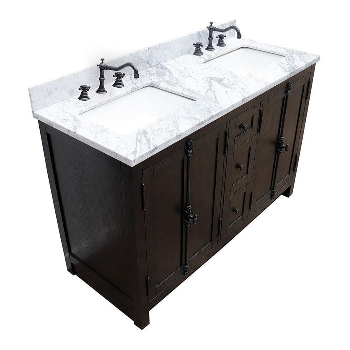 Bellaterra Plantation 55" Double Vanity with Black/Gray/White Top and Rectangle Sink - Sea & Stone Bath