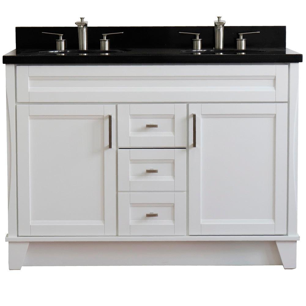 Bellaterra Terni Double Sink Vanity with Black/Gray/White Top and Oval Sink - Sea & Stone Bath