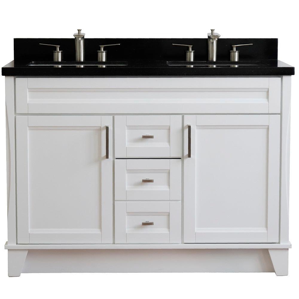 Bellaterra Temi Double Sink Vanity with Black/Gray/White Top and Rectangle Sink - Sea & Stone Bath