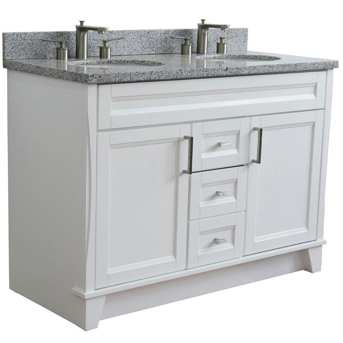 Bellaterra Terni Double Sink Vanity with Black/Gray/White Top and Oval Sink - Sea & Stone Bath