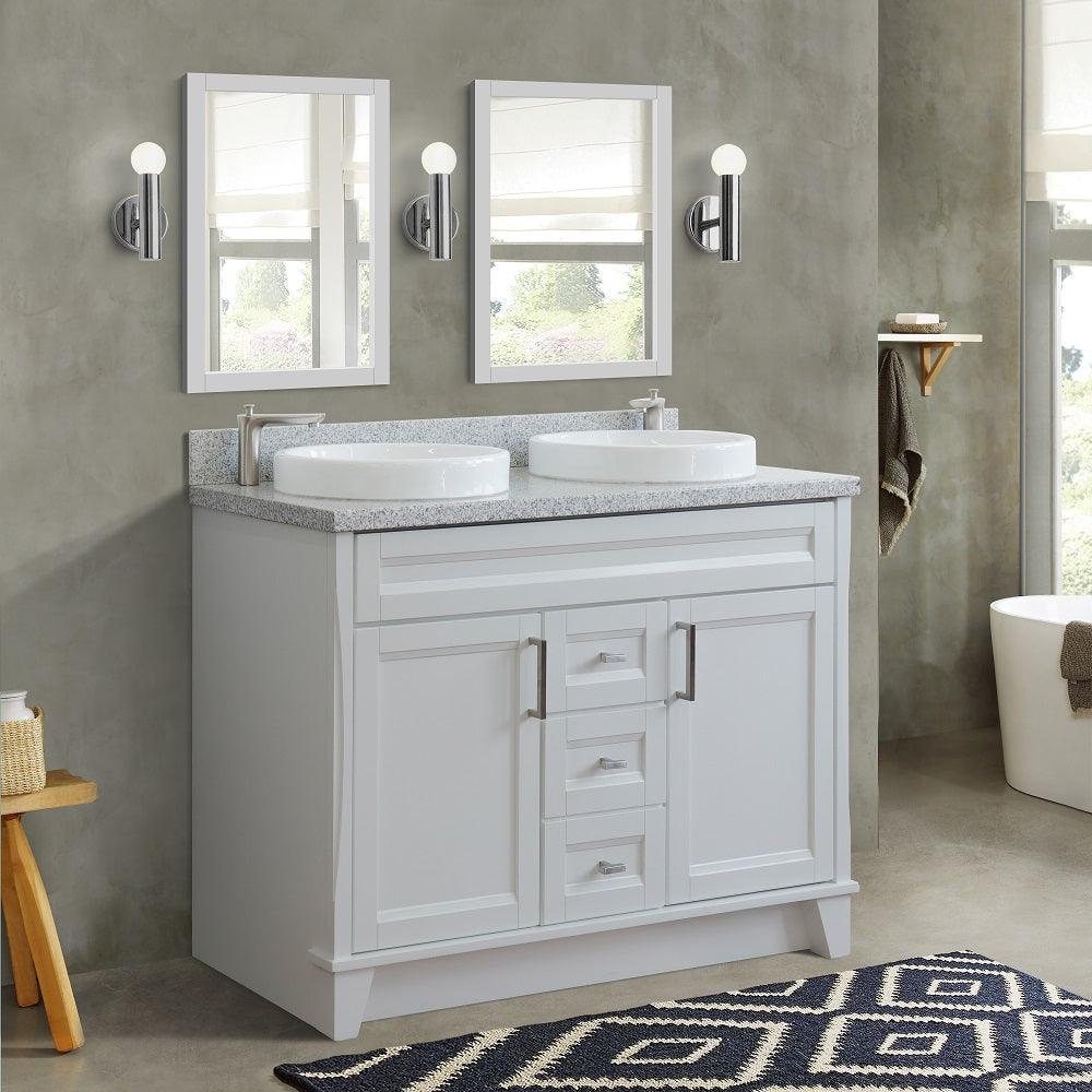 Bellaterra Terni Double Sink Vanity with Black/Gray/White Top and Round Sink - Sea & Stone Bath