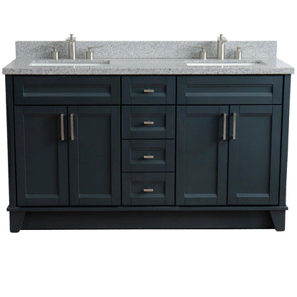 Bellaterra Temi Double Sink Vanity with Black/Gray/White Top and Rectangle Sink - Sea & Stone Bath