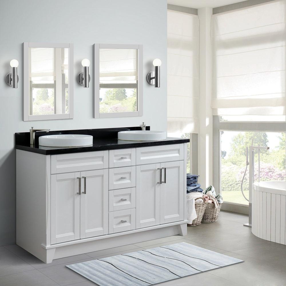 Bellaterra Terni Double Sink Vanity with Black/Gray/White Top and Round Sink - Sea & Stone Bath