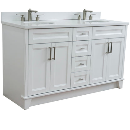 Bellaterra Terni Double Sink Vanity with Black/Gray/White Top and Oval Sink