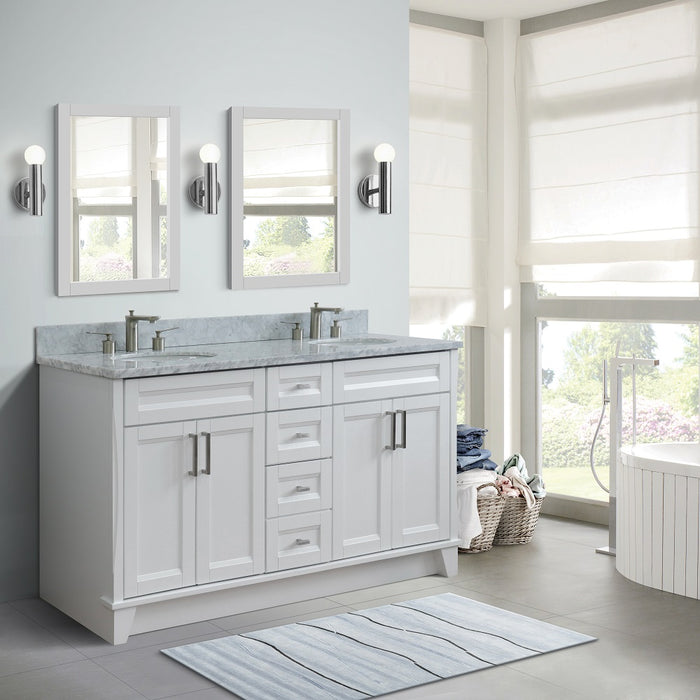 Bellaterra Terni Double Sink Vanity with Black/Gray/White Top and Oval Sink