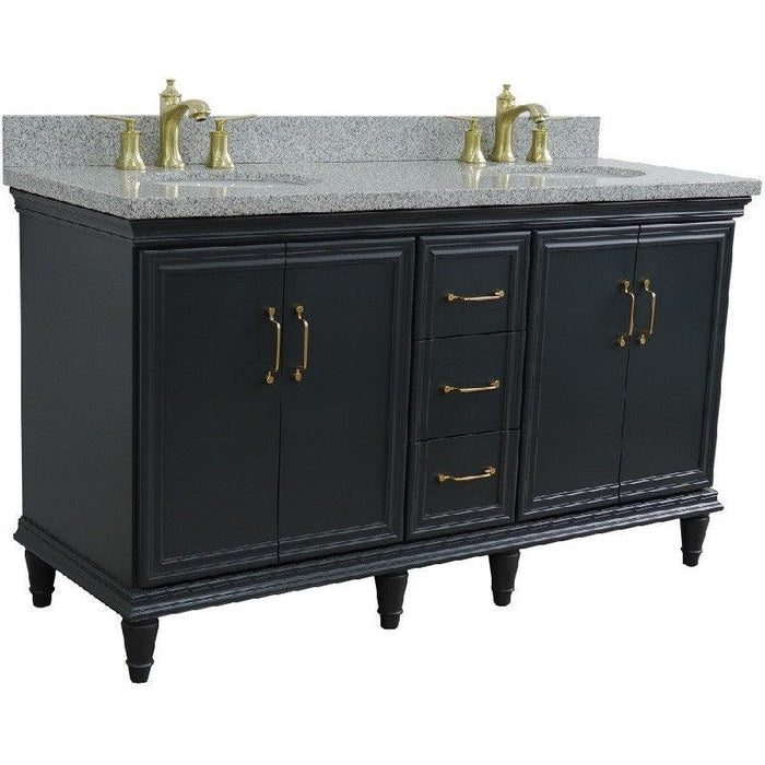 Bellaterra Forli Double Vanity with Black/Gray/White Top and Oval Sink - Sea & Stone Bath