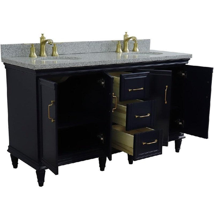 Bellaterra Forli Double Vanity with Black/Gray/White Top and Oval Sink - Sea & Stone Bath