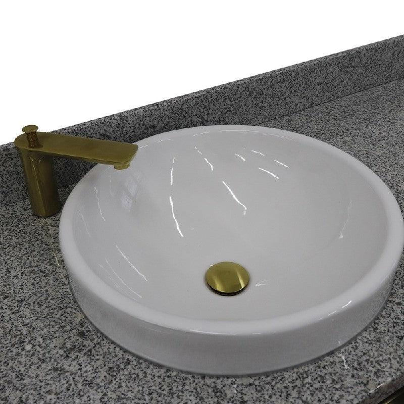 Bellaterra Trento 61" Double Sink Vanity with Black/Gray/White Top and Round Sink - Sea & Stone Bath