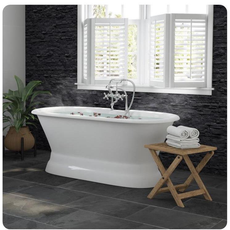 Cambridge Plumbing Cast Iron Double Ended Pedestal Tub 60" X 30" Optional Styles Faucets and Hardware - Sea & Stone Bath