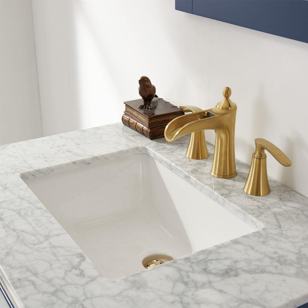 Altair Ivy Single Bathroom Vanity Set with Carrara White Marble Countertop, Optional Mirror - Sea & Stone Bath