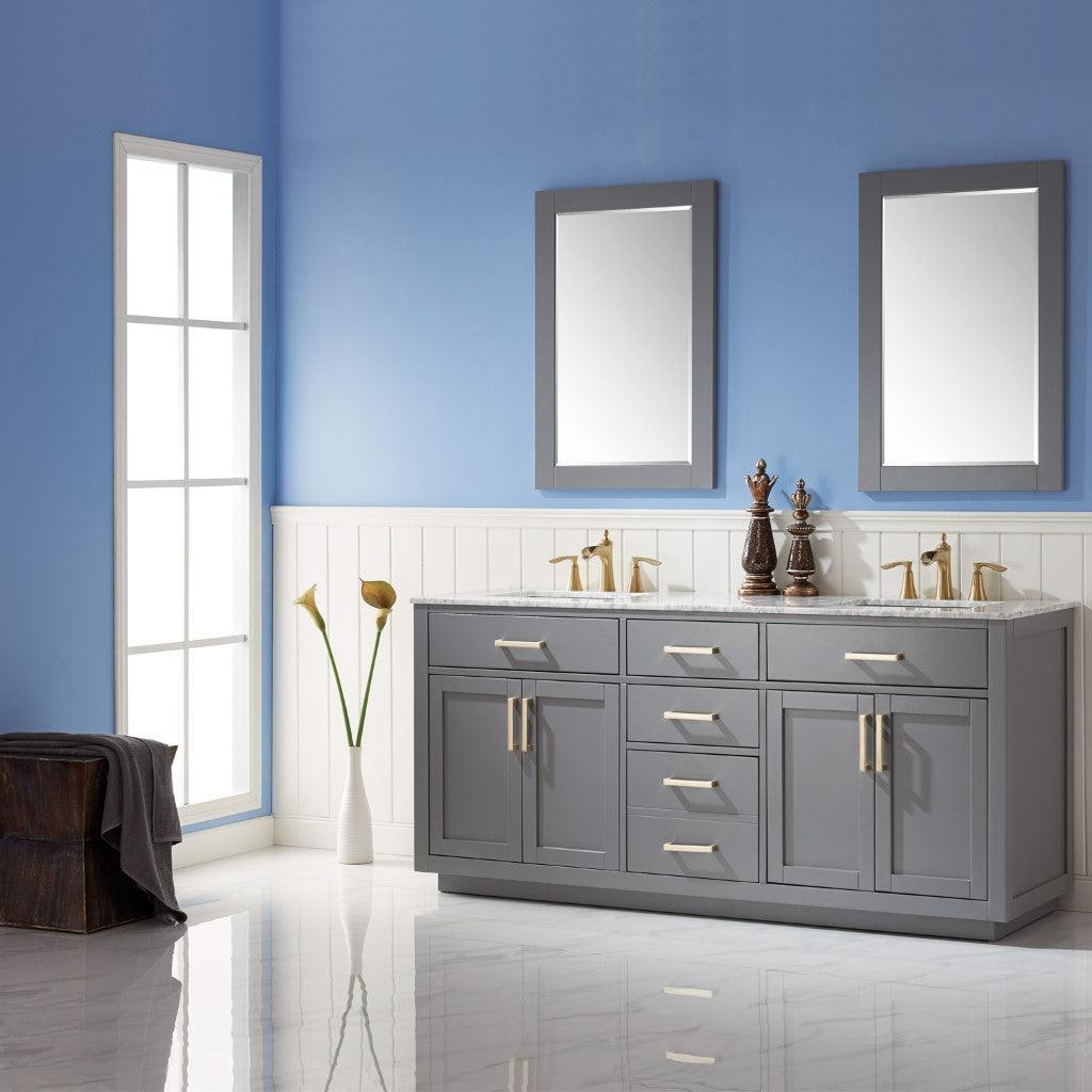 Altair Ivy Double Bathroom Vanity Set with Carrara White Marble Countertop Optional Mirror - Sea & Stone Bath