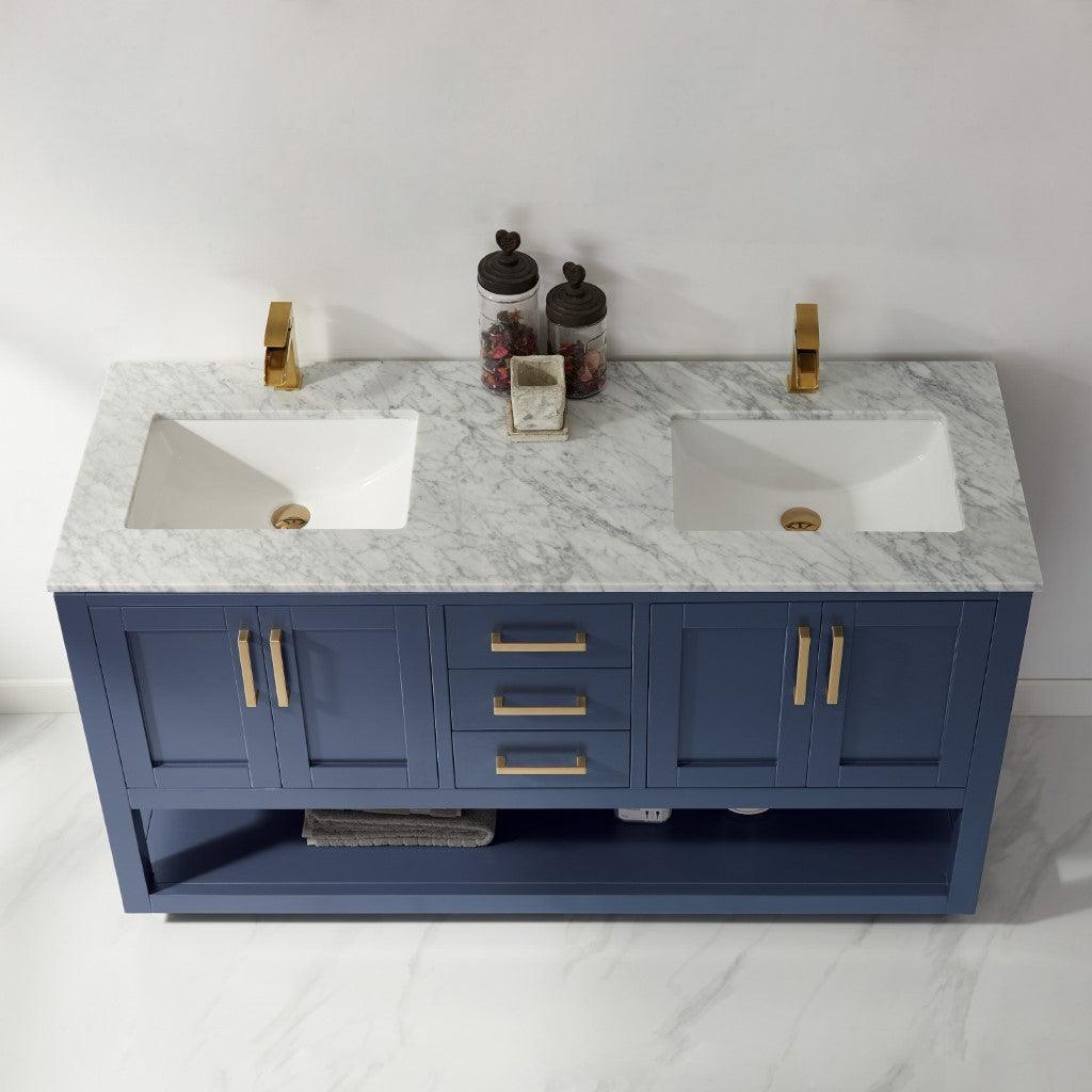 
  
  Altair Remi Double Bathroom Vanity Set with Carrara White Marble Countertop Optional Mirror
  
