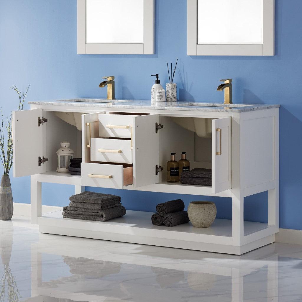 
  
  Altair Remi Double Bathroom Vanity Set with Carrara White Marble Countertop Optional Mirror
  
