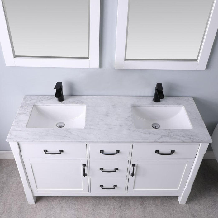Altair Maribella Double Bathroom Vanity Set with Carrara White Marble Countertop Optional Mirror - Sea & Stone Bath