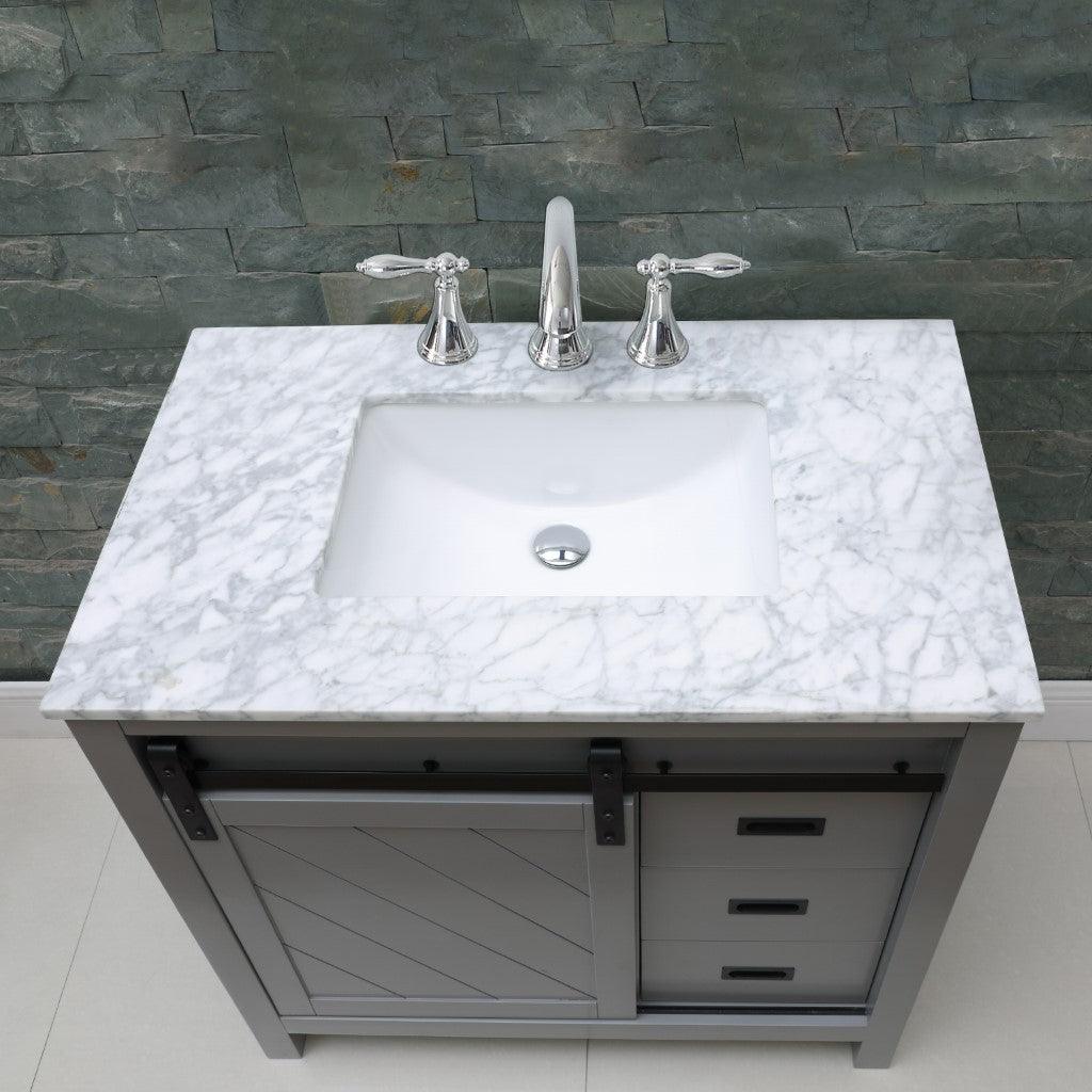 
  
  Altair Kinsley Single Bathroom Vanity Set with Carrara White Marble Countertop, Optional Mirror
  
