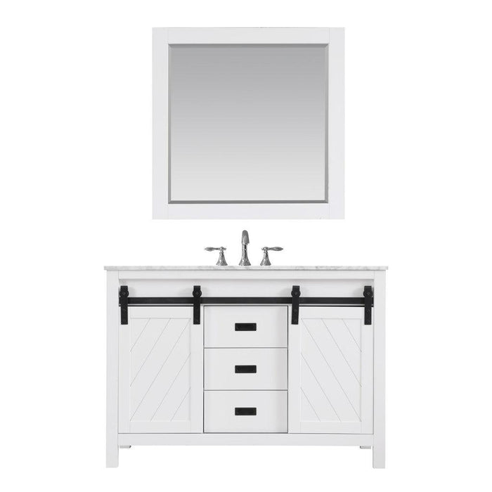 Altair Kinsley Single Bathroom Vanity Set with Carrara White Marble Countertop, Optional Mirror - Sea & Stone Bath