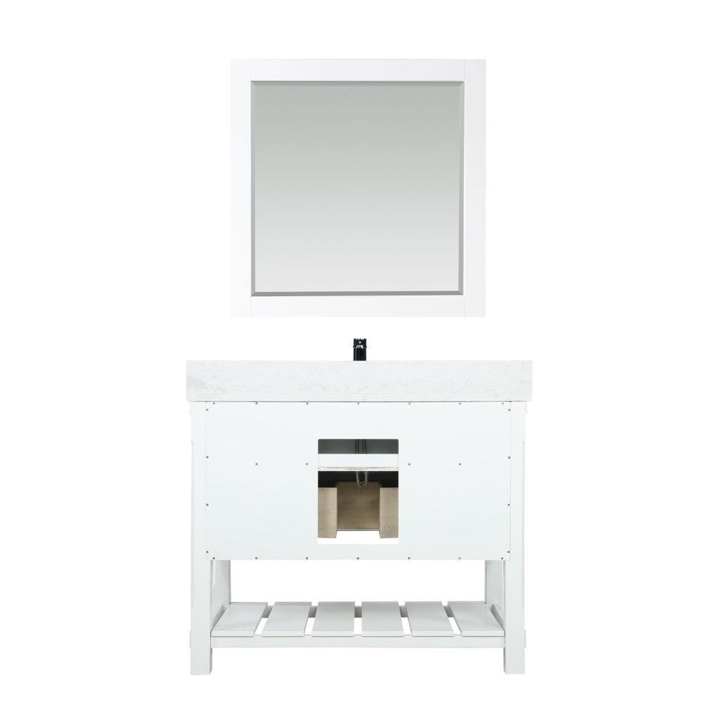 
  
  Altair Georgia 42" Single Bathroom Vanity Set in White and Composite Carrara White Stone Top with White Farmhouse Basin, Optional Mirror
  

