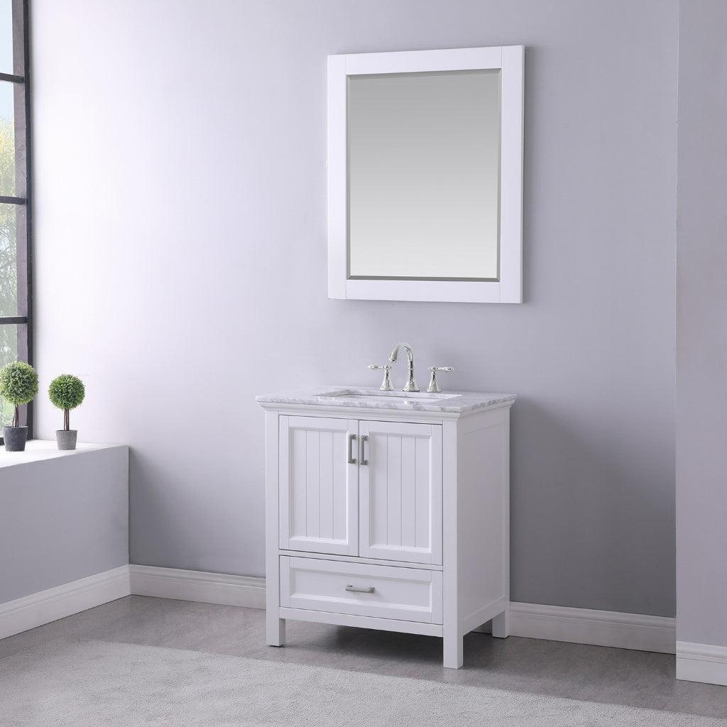 Altair Isla Single Bathroom Vanity Set with White Marble Countertop Optional Mirror - Sea & Stone Bath