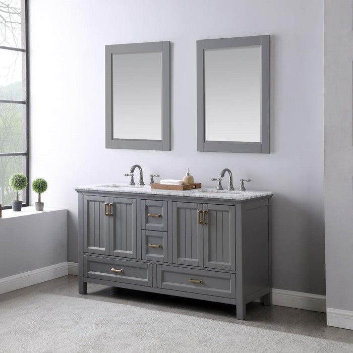Altair Isla Double Bathroom Vanity Set with Carrara White Marble Countertop Optional Mirror - Sea & Stone Bath